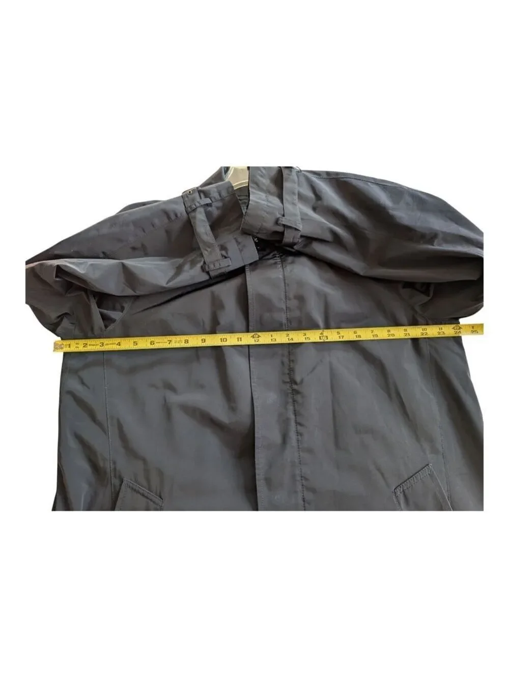 Banana Republic Sz L Car Coat Men’s Mid Length Navy Zip & Snap Repairable Flaws